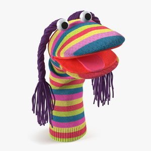 Character Hand Puppet Striped Girl Surprised Pose 3D model