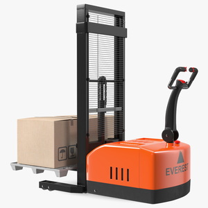 Walkie Pallet Stacker Everest Orange with Boxes 3D