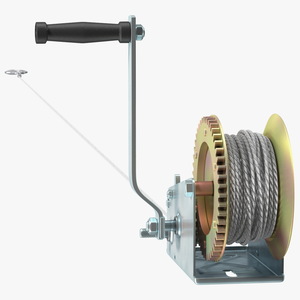 3D Heavy Duty Hand Winch with Steel Cable model