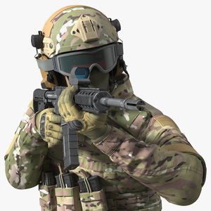 3D Army Soldier in Green Camo Rigged model