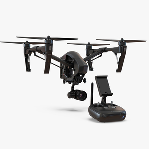 DJI Inspire 1 Quadcopter Black Edition Rigged Set 3D model