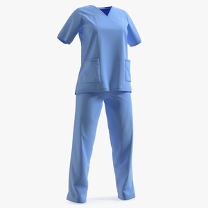 Female Medical Scrubs Uniform 3D model