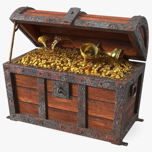 3D Old Treasure Chest Open model