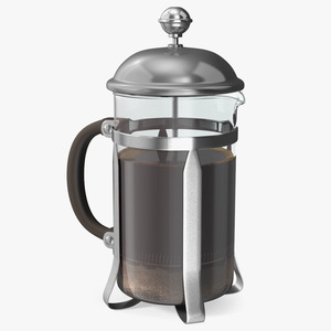 French Press Coffee Pot 2 with Coffee 3D