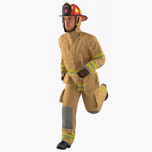 3D US Firefighter with Fully Protective Suit Rigged model