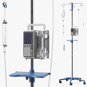 IV Infusion Stand with Pump 3D