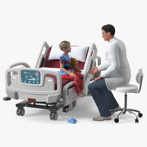 3D Boy on Hospital Bed with Doctor