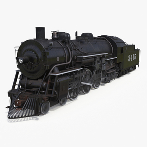 3D model Vintage Steam Locomotive and Tender