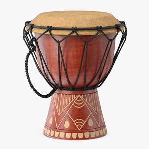 3D African Drum with Folk Motif model