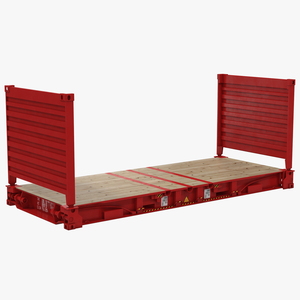 3D Flat Rack Container Red model