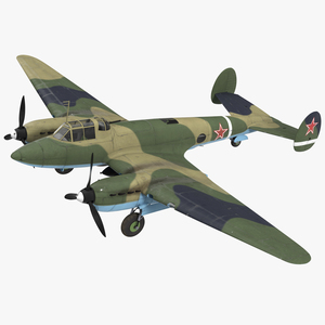 Soviet WWII Light Bomber Petlyakov Pe 2 3D model