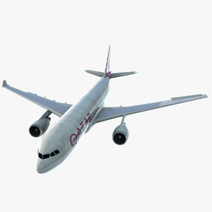 3D Jet Airliner Airbus A330-200 Qatar Rigged