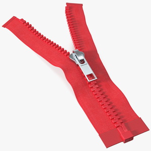 3D model Two Sided Plastic Zipper Opened Red