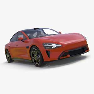 3D model Electric Car Sedan Orange