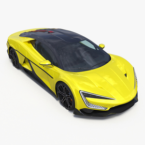 Modern Yellow Supercar Coupe Simplified 3D model