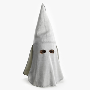 3D Head Wearing White Ku Klux Klan Mask