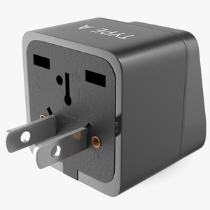 3D model Type A Plug Adapter Black