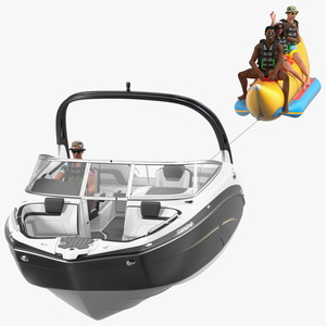 Boat Towed Banana Boat With People 3D model