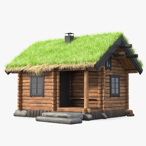 Wooden Hunting Lodge Fur 3D model