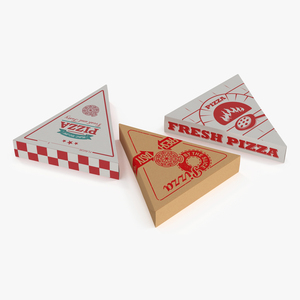 3D model Triangle Pizza Slice Packaging Boxes Set