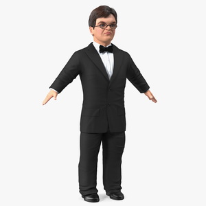 3D Dwarf Man Wearing Business Suit A-pose model