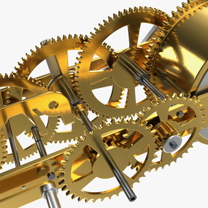 3D Golden Clockwork Gear