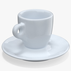 3D Coffee Cup with Saucer White model