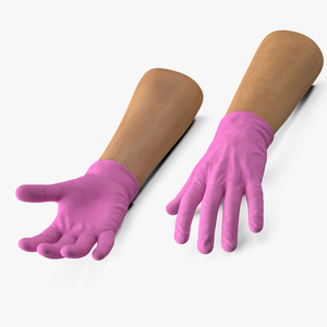 3D Medical Gloves on Hands Pink model