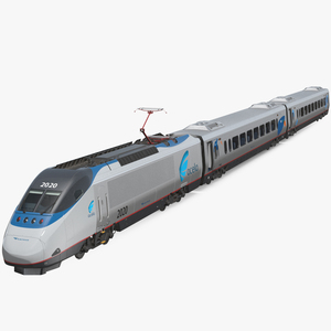 3D Amtrak Acela Express Train Rigged model