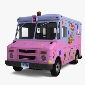 3D model Ice Cream Truck with Star Decals and Branding
