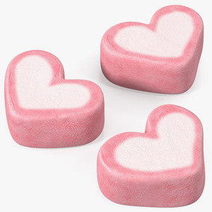 3D Pink and White Marshmallow Hearts model