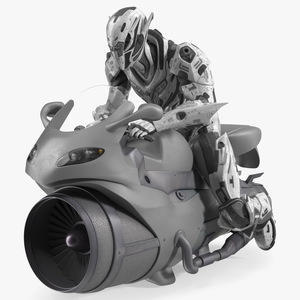 3D Futuristic Robot on Concept Motorcycle model