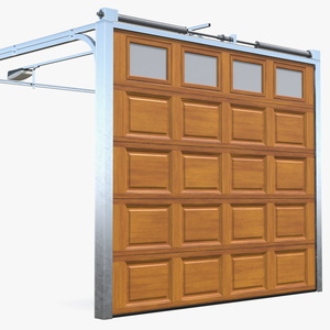 Paneled Garage Door with Windows Rigged 3D model