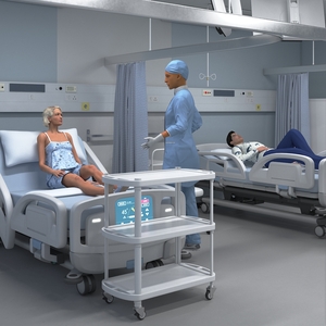 3D model Large Hospital Ward Interior with People