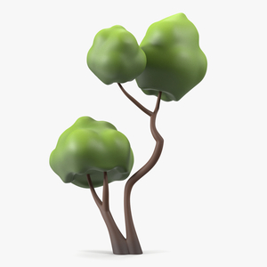 3D Cartoon Small Double Tree Simple Coloring
