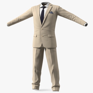 Beige Men Suit 3D model