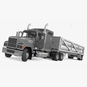 3D Freight Truck with LNG Semi Trailer Gas Tank Rigged