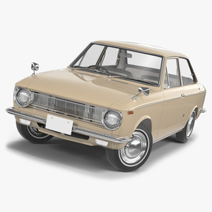 Vintage Beige Japanese Car Rigged for Maya 3D