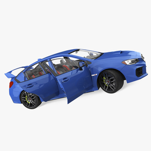 3D Subaru WRX 2021 Sedan Blue Rigged model