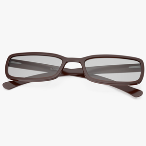 3D Retro Optical Square Brown Glasses Folded