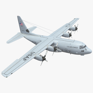 US Military Transport Aircraft Lockheed C 130 Hercules with Cargo Rigged 3D
