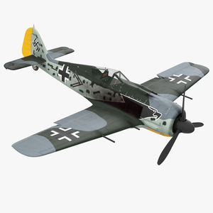 German WWII Fighter Aircraft FW 190 Rigged 3D