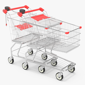 Trolley Shopping Carts Connected with Coin Locker 3D model