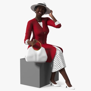 3D model Old Afro American Woman Evening Dress Sitting