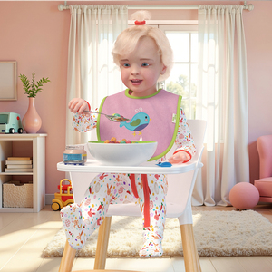 Toddler Girl Eating in High Chair Fur Rigged 3D model