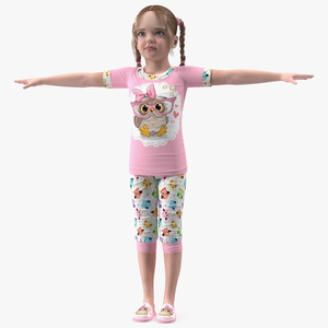 3D Child Girl Home Style T-pose model