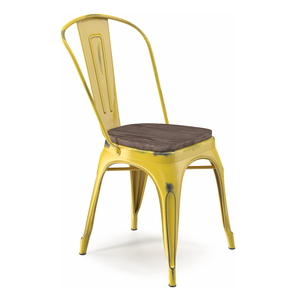 Yellow Stackable Chair Wooden Seat 3D model