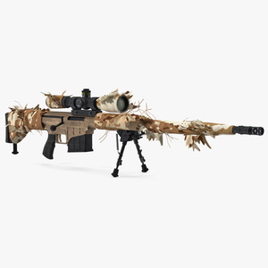 3D model Rifle Barrett 98 Bravo Ghillie Wrap