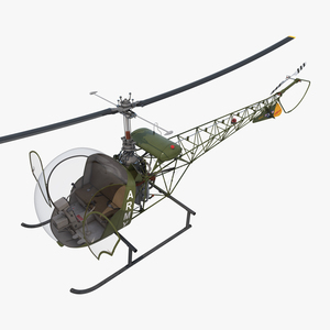 3D Light Helicopter Bell 47 Millitary Rigged