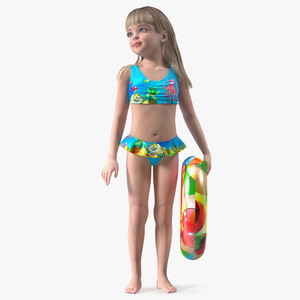 3D Standing Child Girl Beach Style